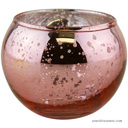 Just Artifacts 2-Inch Round Speckled Mercury Glass Votive Candle Holders Fuchsia, Set of 12